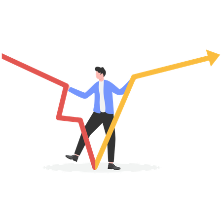 Businessman solve company business problems to help businesses survive crisis and succeed  Illustration