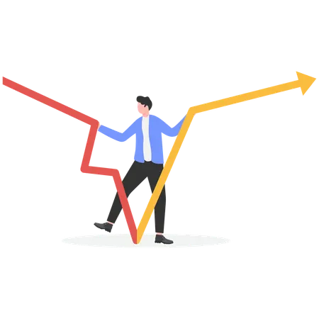 Businessman solve company business problems to help businesses survive crisis and succeed  Illustration