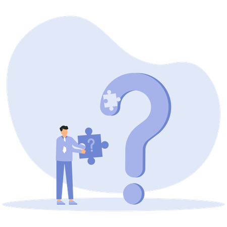 Businessman solve problem Find answer and question sing with puzzle and thinking  Illustration