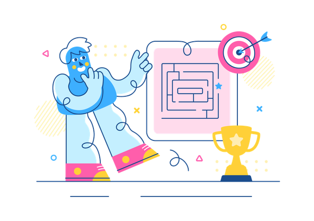 Businessman solving Business Challenge  Illustration
