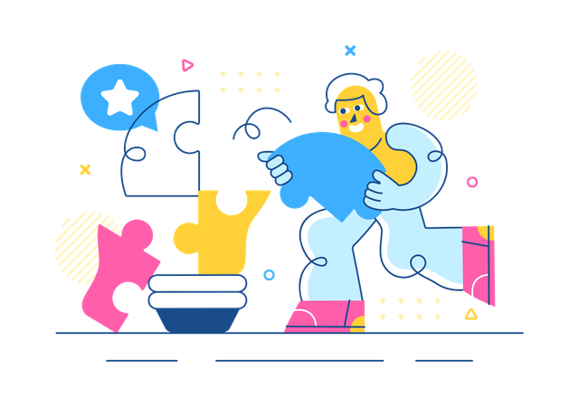 Businessman solving Business Challenge  Illustration