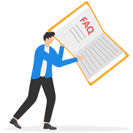 Businessman solving business faq  Illustration