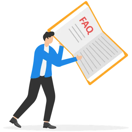Businessman solving business faq  Illustration