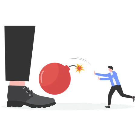 Businessman solving business obstacle  Illustration