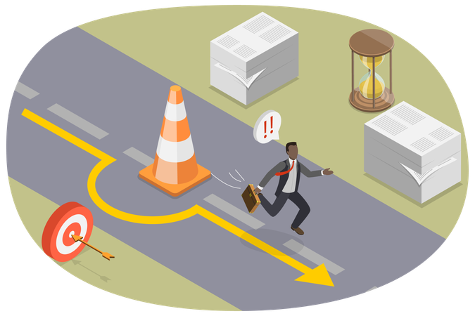 Businessman Solving Business Problem  Illustration