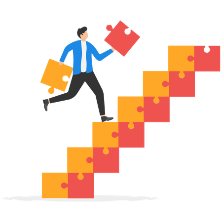 Businessman solving business puzzle  Illustration