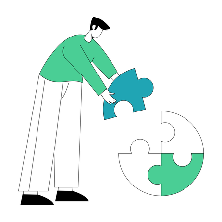 Businessman solving business puzzle  Illustration