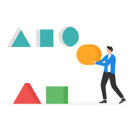 Businessman solving business puzzle  Illustration