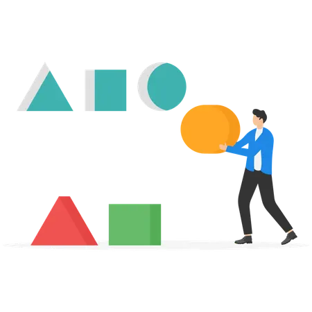 Businessman solving business puzzle  Illustration