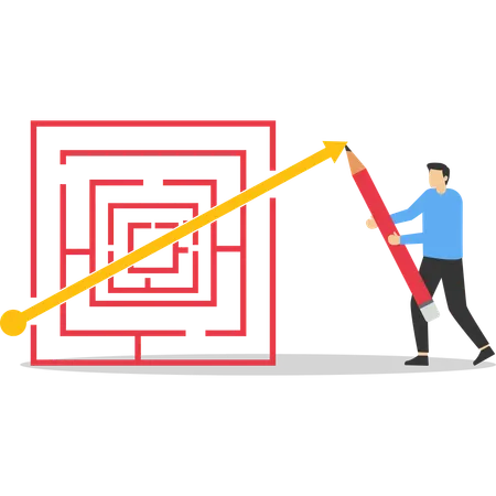 Businessman solving business puzzle  Illustration