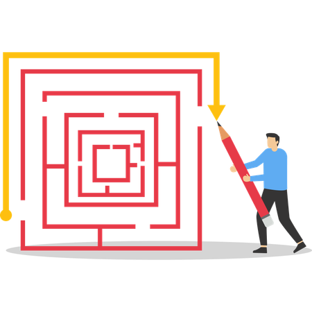 Businessman solving business puzzle  Illustration