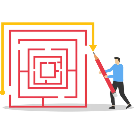 Businessman solving business puzzle  Illustration