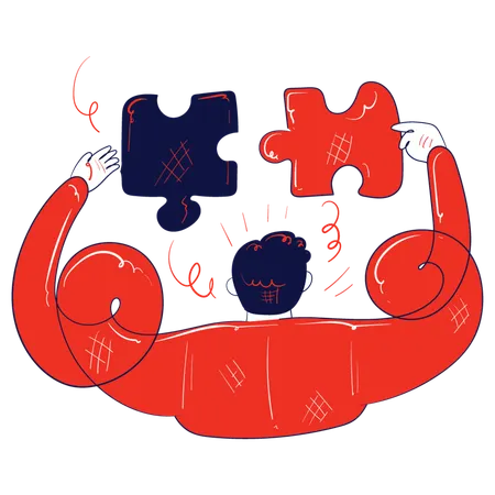 Businessman solving business puzzle  Illustration