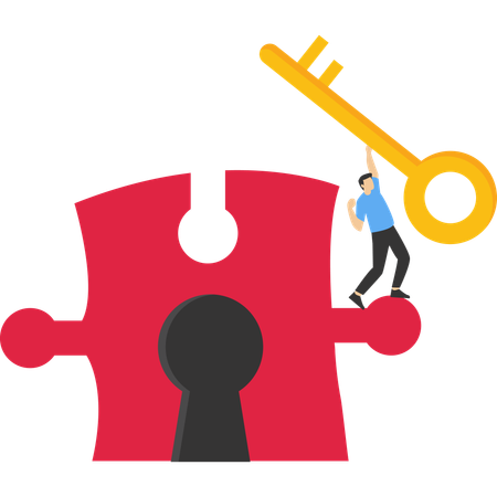 Businessman solving business puzzle  Illustration