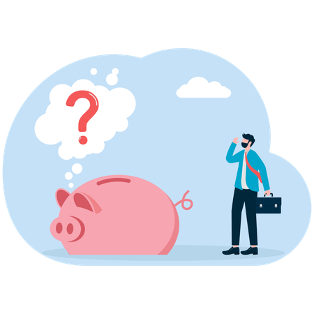 Businessman solving business questions  Illustration