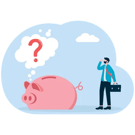 Businessman solving business questions  Illustration