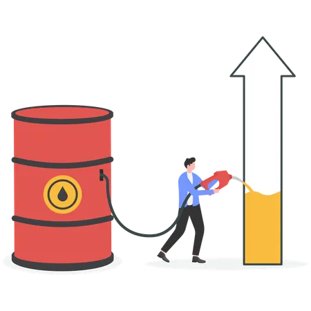 Businessman solving fuel crisis  Illustration