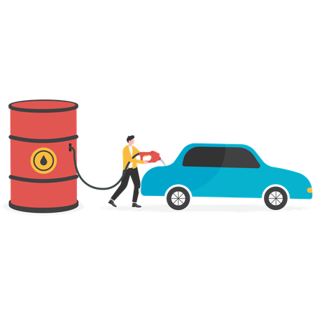 Businessman solving fuel problem  Illustration