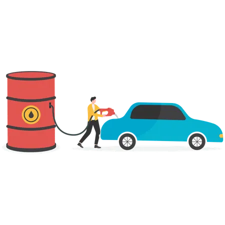 Businessman solving fuel problem  Illustration