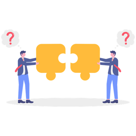 Businessman solving his business puzzle  Illustration