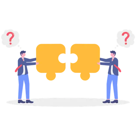 Businessman solving his business puzzle  Illustration