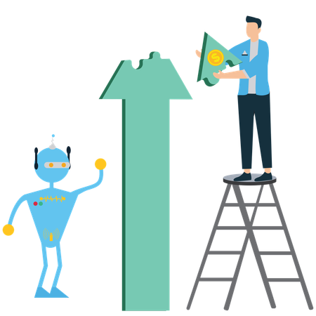 Businessman solving Jigsaw Piece  Illustration