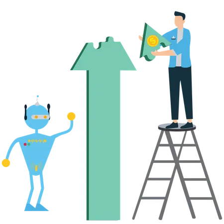 Businessman solving Jigsaw Piece  Illustration
