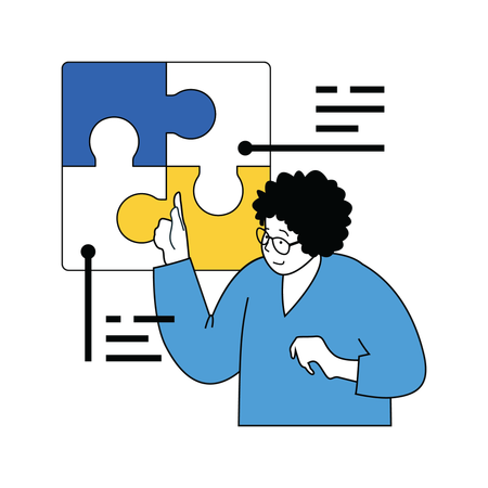 Businessman solving jigsaw puzzle  Illustration
