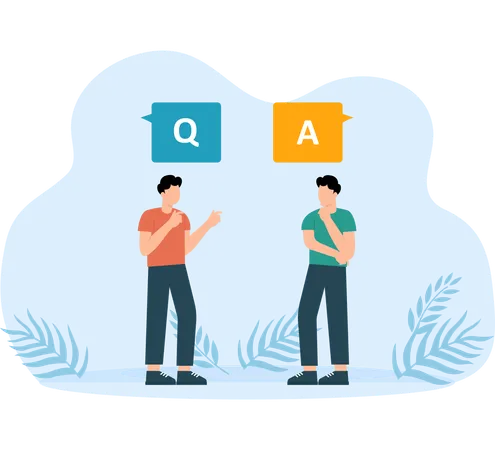 Businessman solving question answer of employee  Illustration