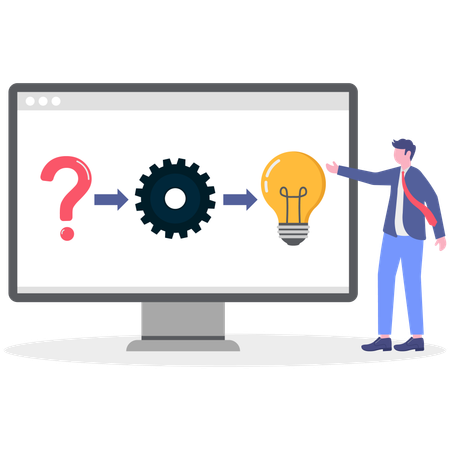 Businessman solving system settings  Illustration