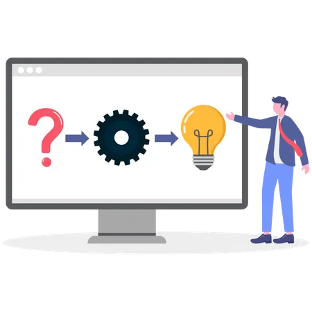 Businessman solving system settings  Illustration