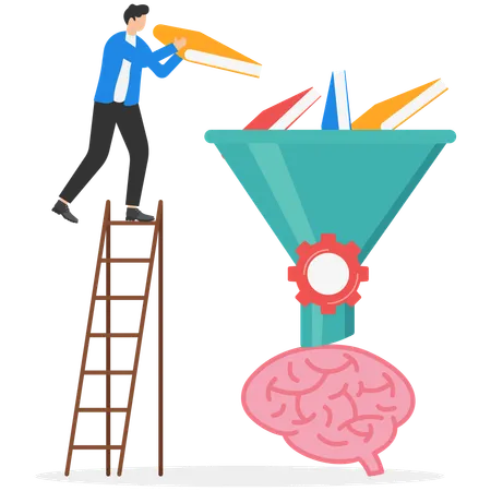 Businessman sorting educational data  Illustration