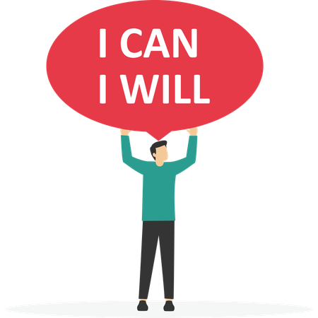 Businessman speak I will and I can to be success  Illustration