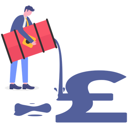 Businessman spending pound on crude oil  Illustration