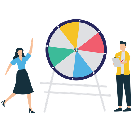 Businessman Spinning Wheel of Fortune  Illustration