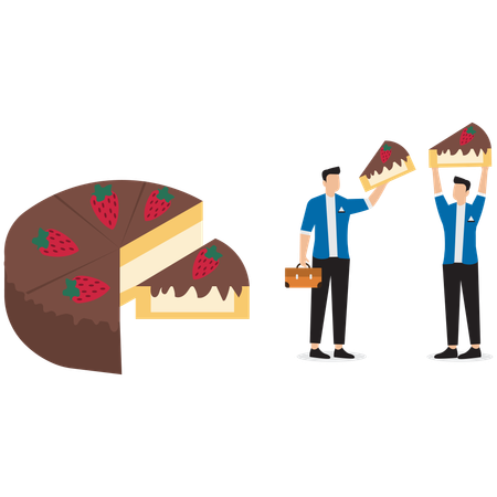 Businessman splitting profit cake  Illustration