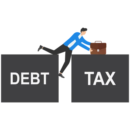 Businessman Squeezed By Debt And Taxes Design Vector Illustration Illustration