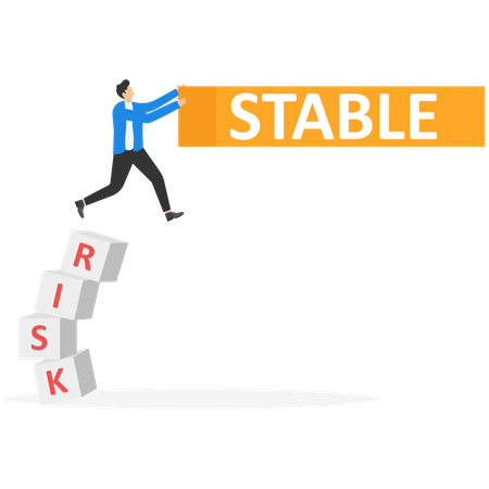 Businessman stabilising business risk  Illustration