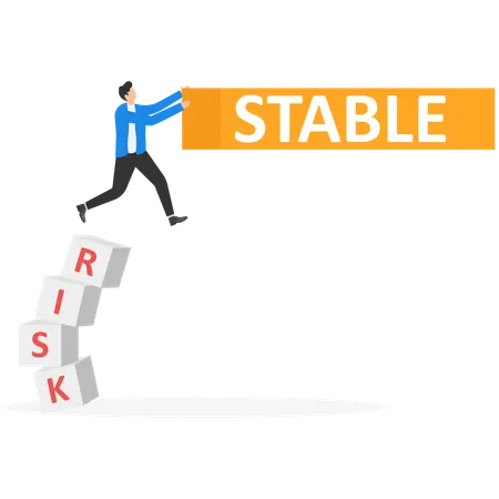 Businessman stabilising business risk  Illustration