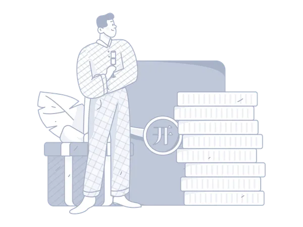 Businessman stacking investment money  Illustration