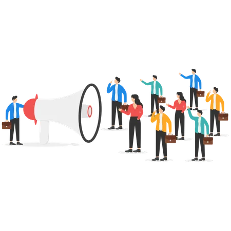 Businessman stand around loudspeaker  Illustration