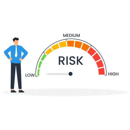 Businessman Stand near the risk meter  Illustration