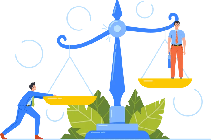 Businessman Stand on Scales with Different Level  Illustration