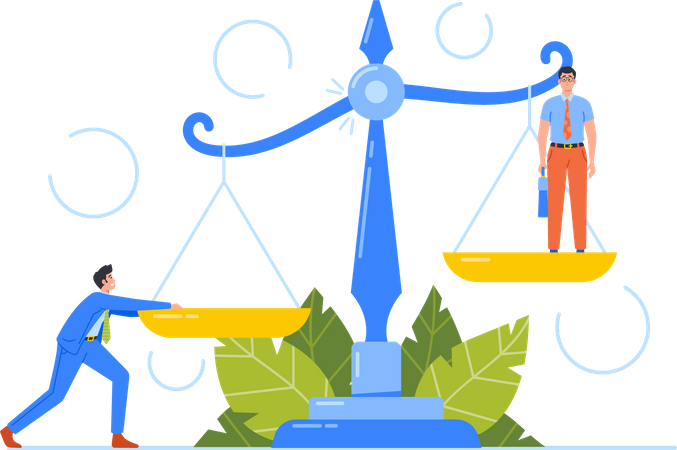 Businessman Stand on Scales with Different Level  Illustration