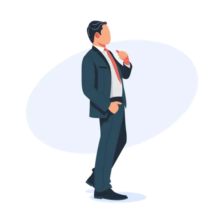 Businessman In Suit Standing Pose Profile Illustration