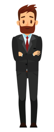 Businessman standing and folding hands from arm  Illustration