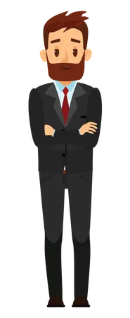 Businessman standing and folding hands from arm  Illustration