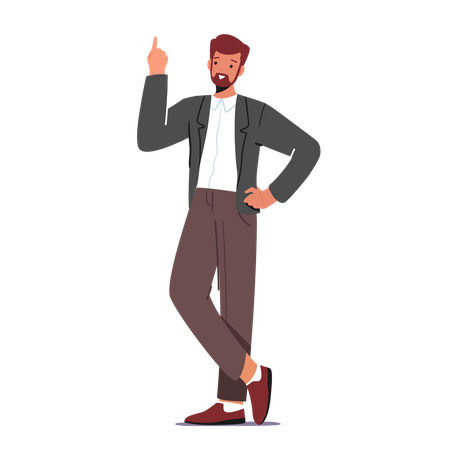Businessman Standing And Pointing Finger Illustration