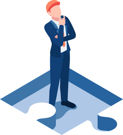 Businessman Standing and Thinking Illustration