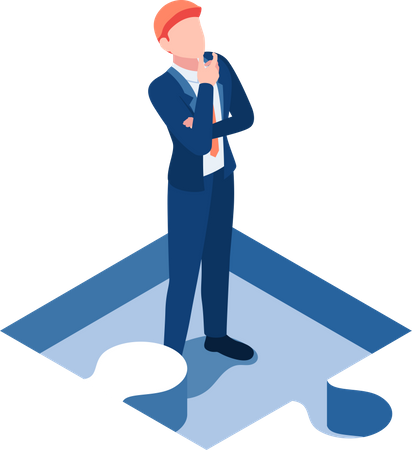 Businessman Standing and Thinking  Illustration